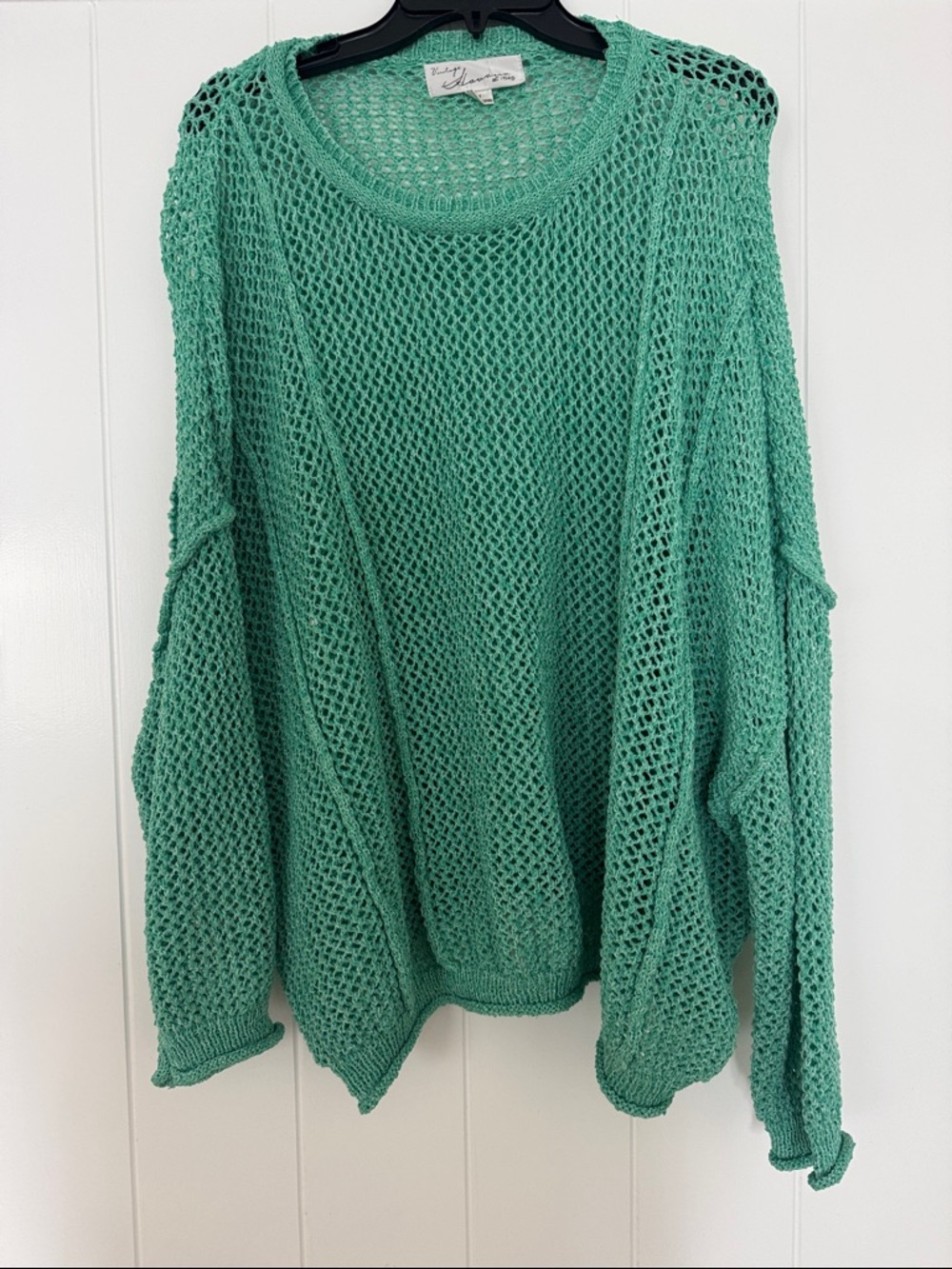 Vintage Havana Mint Green Open Weave Crewneck Sweater